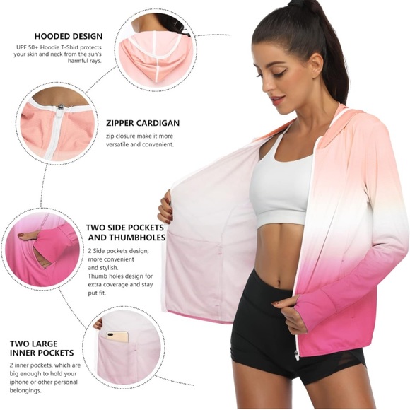 Nwts! UPF 50+ UV Sun Protection Outdoors Performance Long Sleeve Hoody T-Shirt - Picture 8 of 9